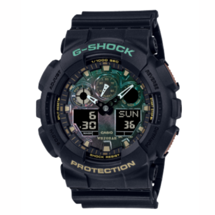 Casio G-Shock Teal and Brown Series GA-100RC-1A Black Resin Band Men Sport Watch